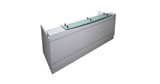 DELMAR Glass Hob Top Reception Desk 1800mmW x 830mmD x 720/1170mmH Australian Manufacturing